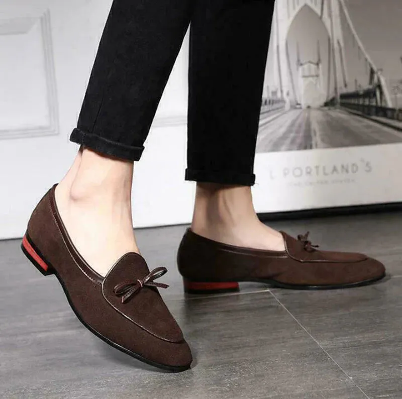 Men’s Refined Suede Vegan Leather Loafers with String | For Everyday Wear