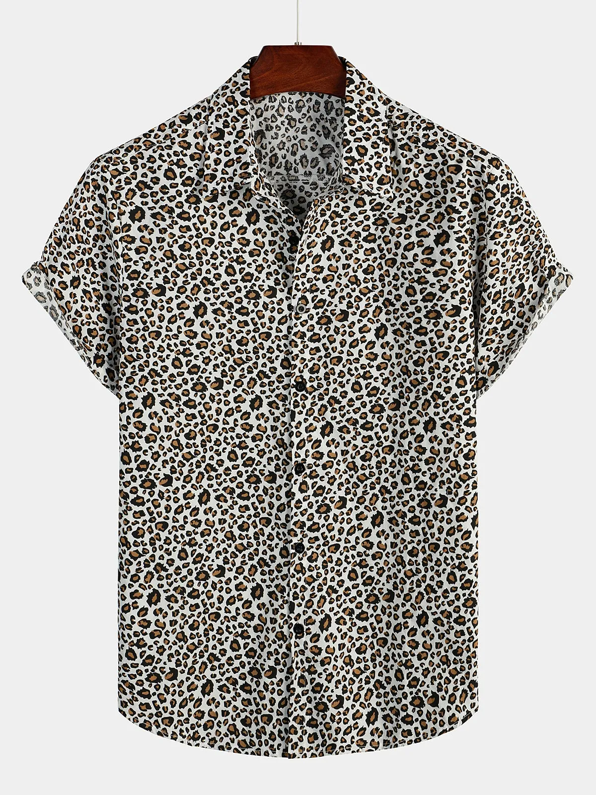 Men's Rock Leopard Print Short Sleeve Shirt