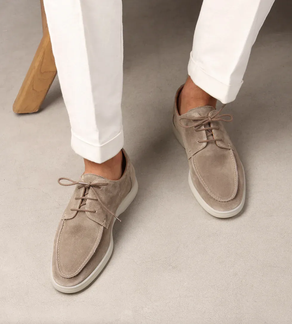 Men’s Suede Lace-Up Moc Toe Shoes – Lightweight Smart-Casual Loafers for Work, Travel & Everyday Sophistication