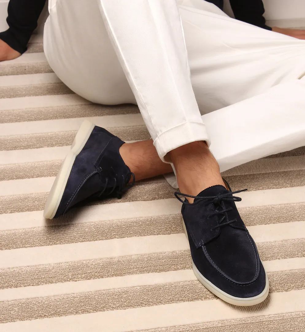 Men’s Suede Lace-Up Moc Toe Shoes – Lightweight Smart-Casual Loafers for Work, Travel & Everyday Sophistication