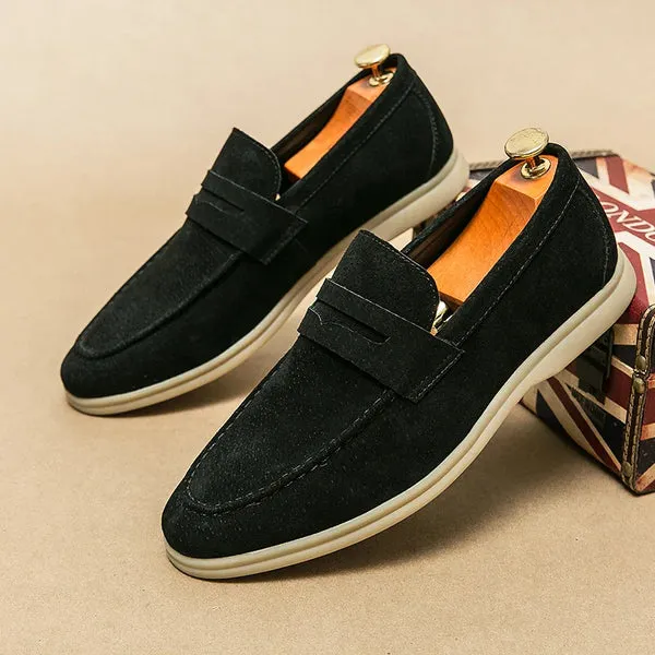Men's Suede Penny Loafers with Lightweight Sole – Timeless Style for Effortless Days