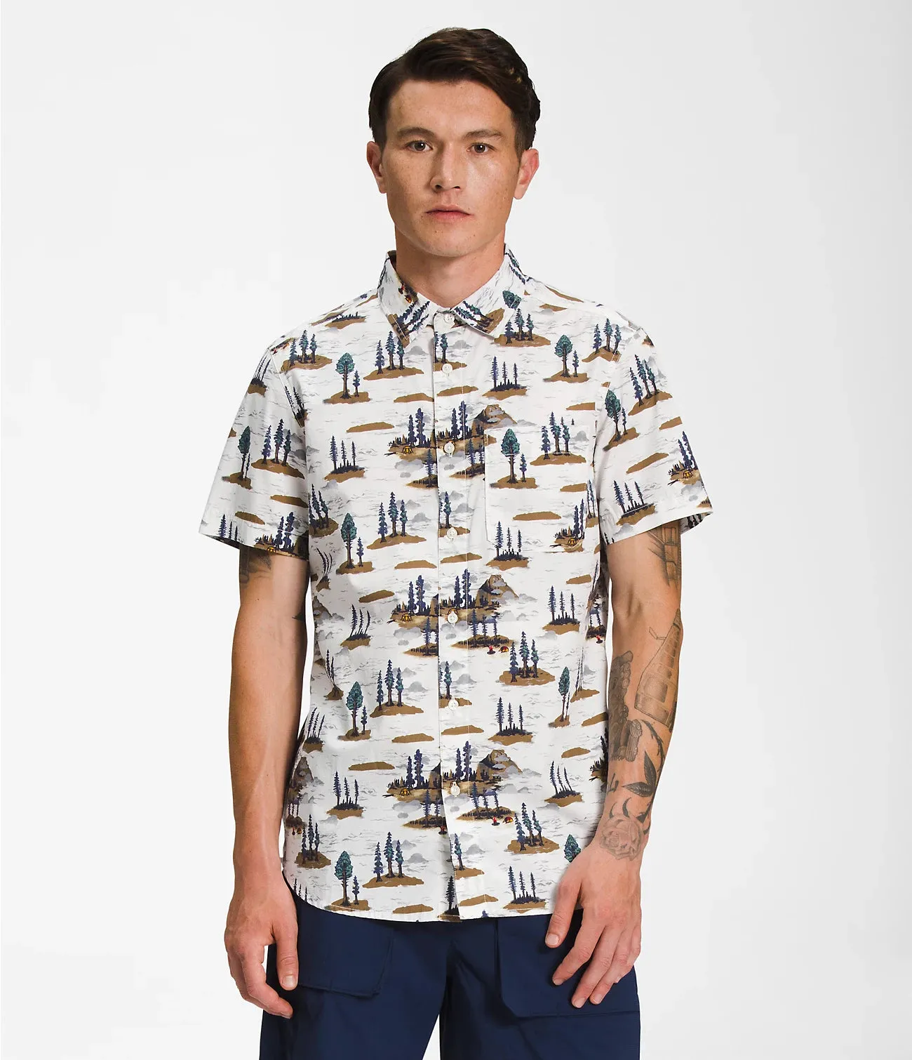 Men's The North Face | Short-Sleeve Baytrail Pattern | Gardenia White Camping