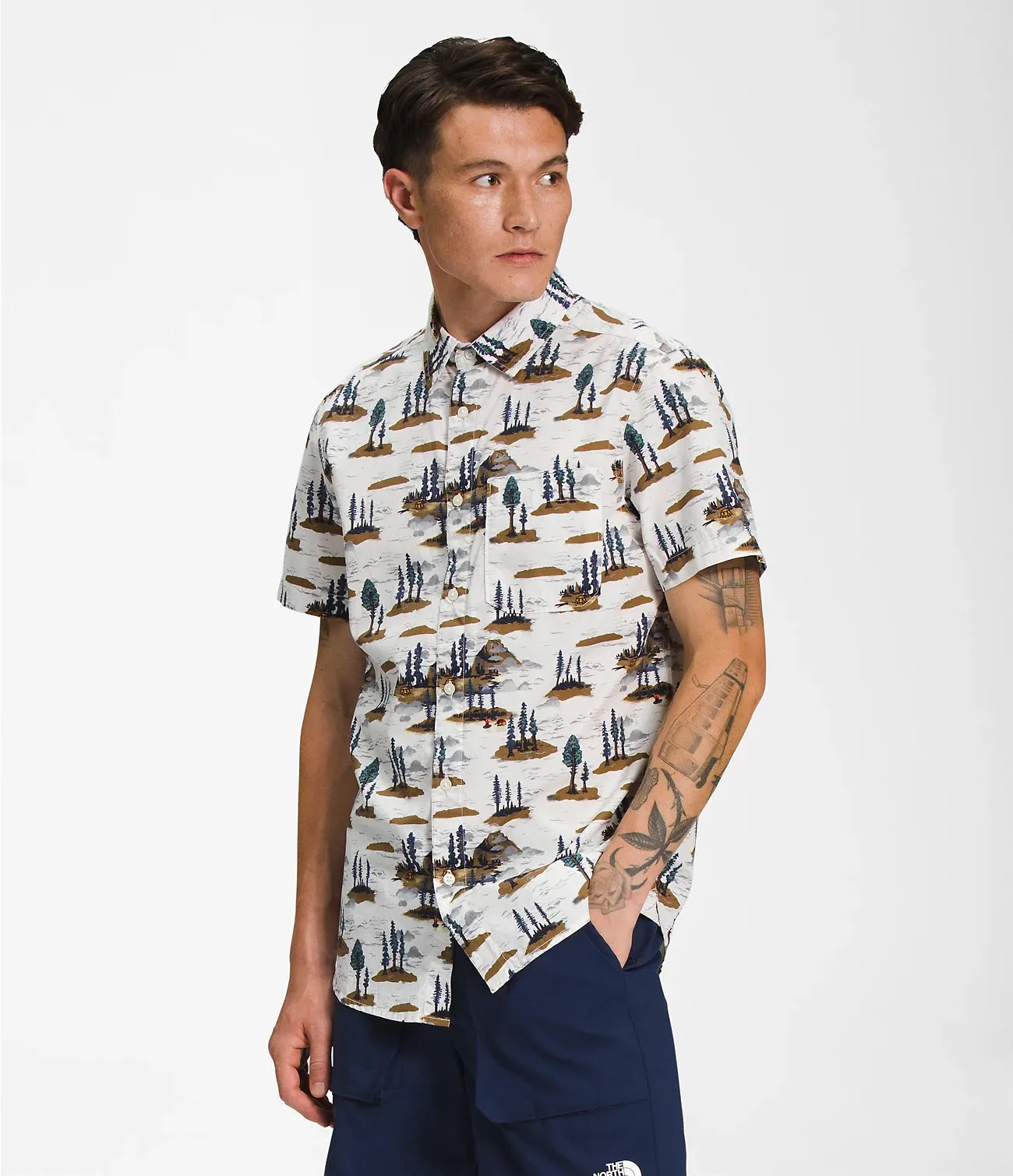 Men's The North Face | Short-Sleeve Baytrail Pattern | Gardenia White Camping
