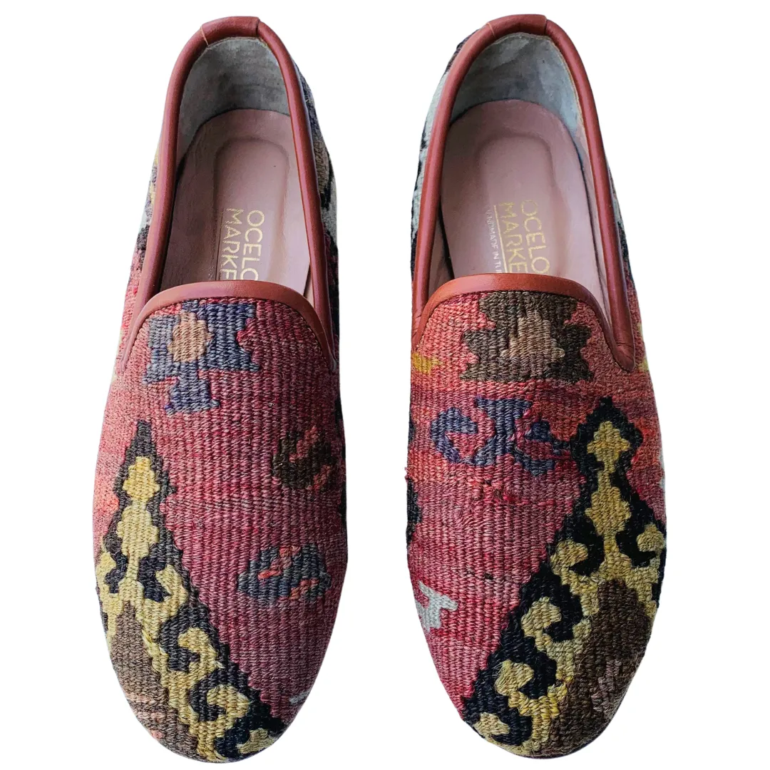 Men's Turkish Kilim Loafers | Browns & Oranges with Gold