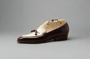 Men’s Two Tone Brown & White Leather Lace Up Fine Shoes - Loafers Shoes