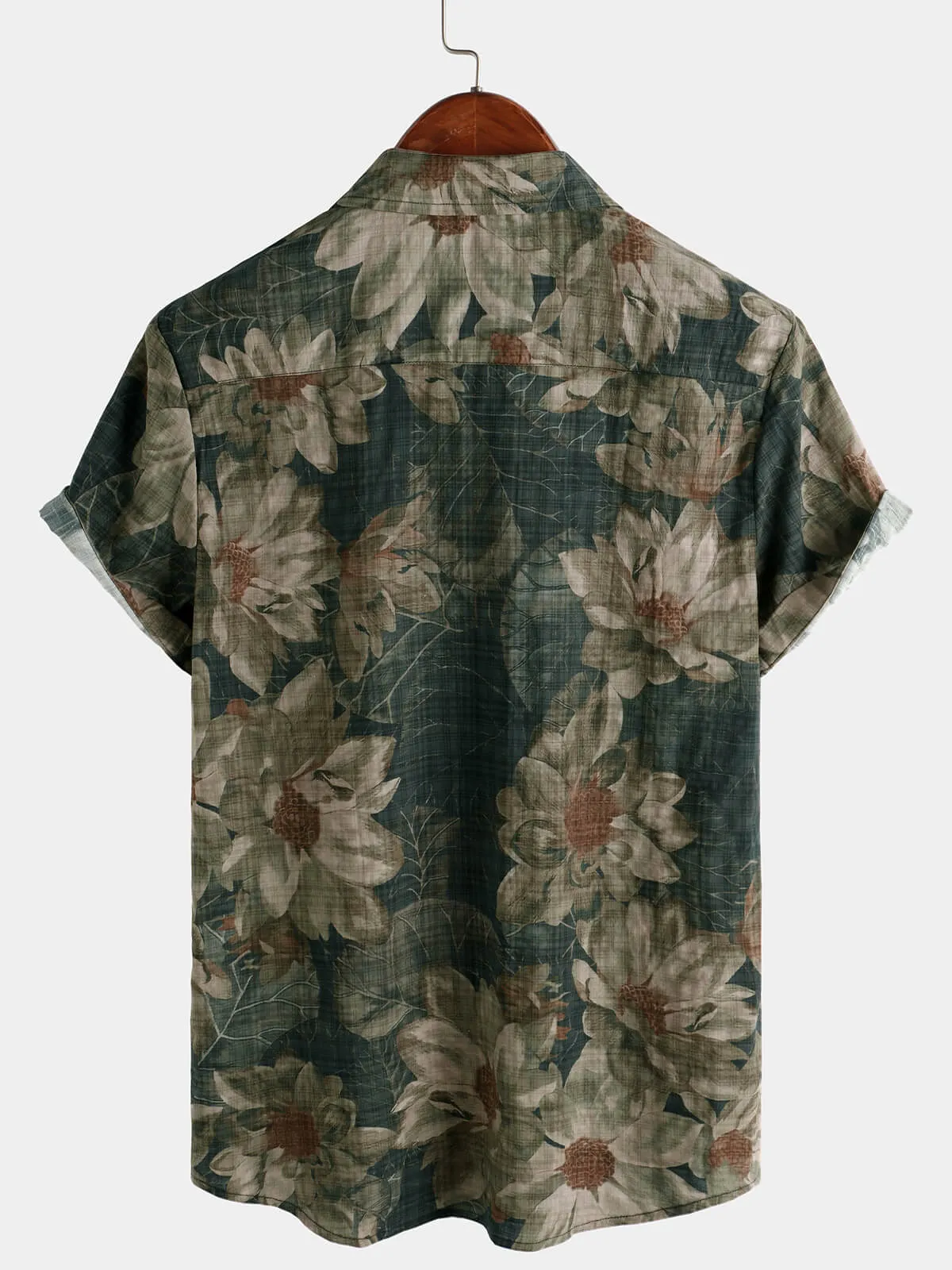 Men's Vintage Floral Casual Holiday Short Sleeve Shirt