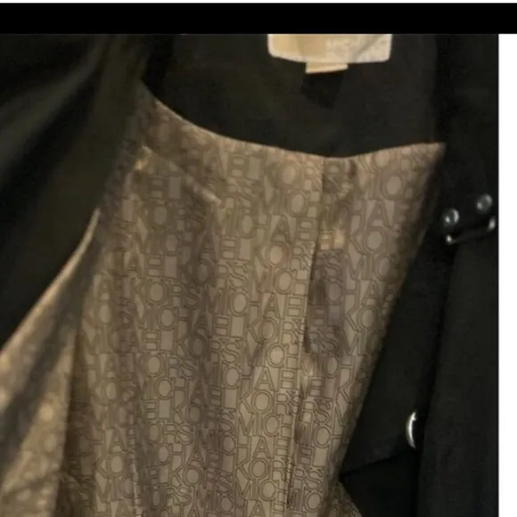 Michael Kors Women's Black Trench Coat Size L Mid-Length Button Closure