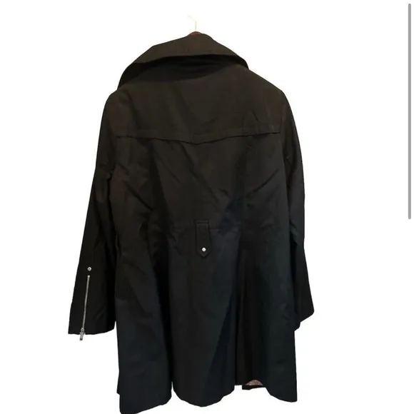 Michael Kors Women's Black Trench Coat Size L Mid-Length Button Closure