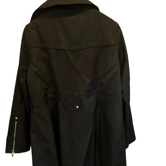 Michael Kors Women's Black Trench Coat Size L Mid-Length Button Closure