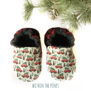 Mini Holiday Cars with Buffalo Plaid Heel