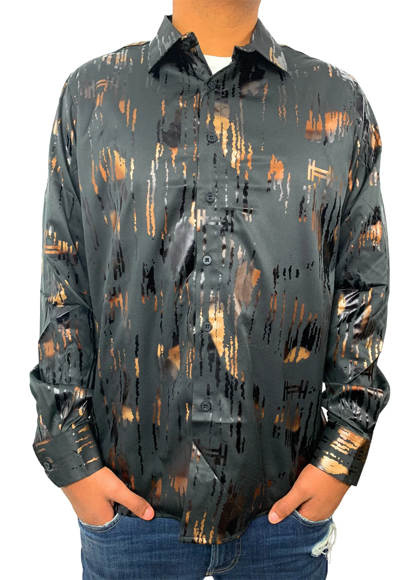 Moderno Men's Dress Shirt Casual Long Sleeve Button Down Shirt