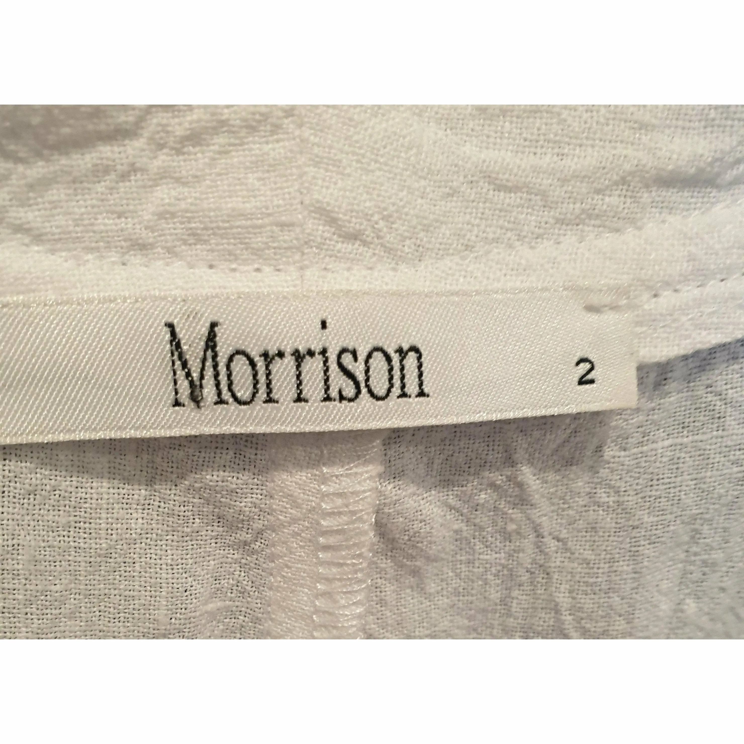 Morrison white linen playsuit with pockets and waist tie size 2 (best fits 12)
