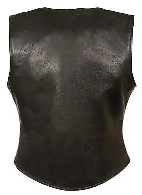 MOTORCYCLE CLASSIC LADIES OPEN NECK VEST W/SNAP BUTTONS COW NEW