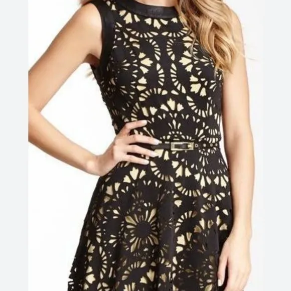 Muse Floral Lace Laser Cut Dress, Sz 10, NWT