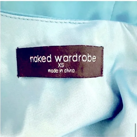Naked Wardrobe Flossy &amp; Glossy Silky Halter Dress in Malibu Blue,Size XS, NWOT