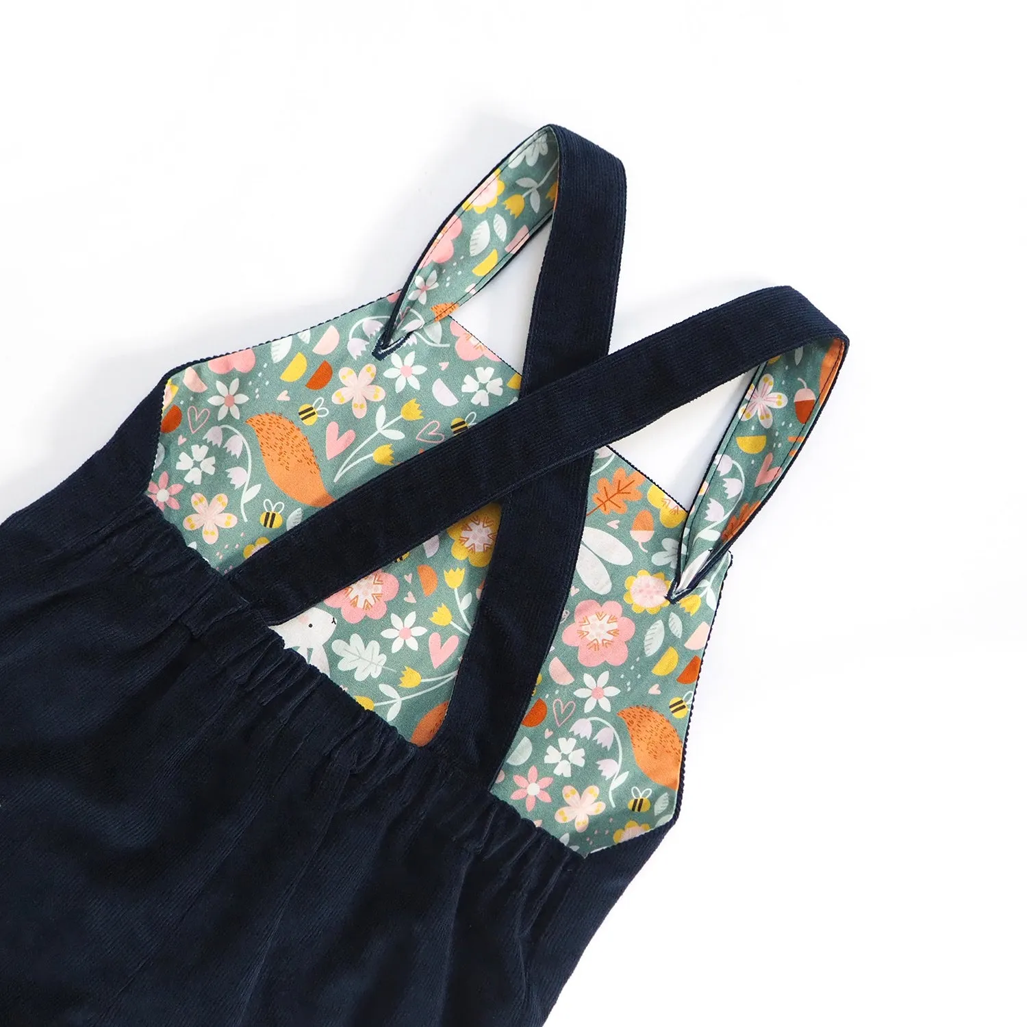 Navy Blue Corduroy Dungarees (Pre-order)