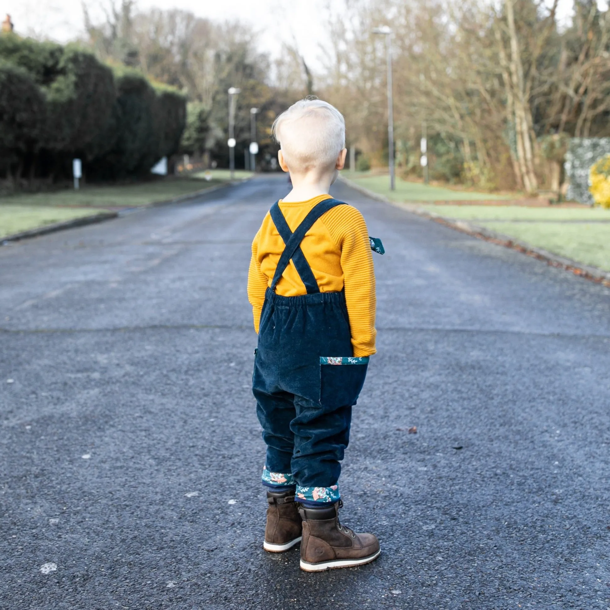 Navy Blue Corduroy Dungarees (Pre-order)