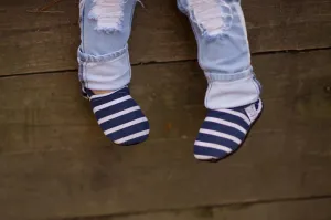 Navy Stripe Moccs