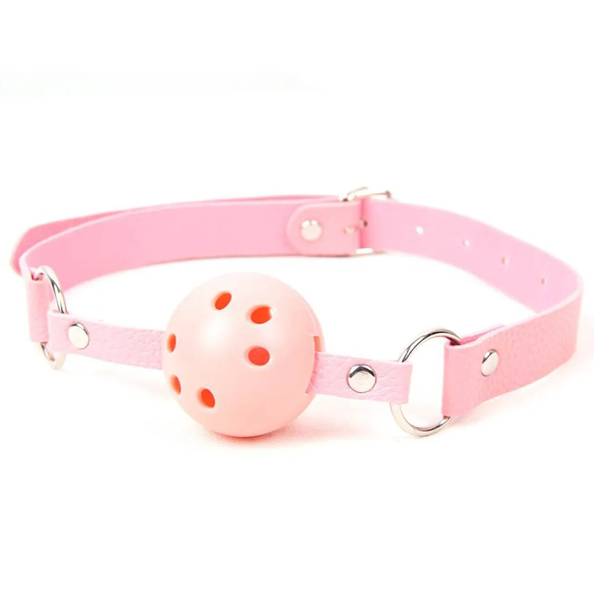 New Red & Pink & Black Soft Open Breathable Leather Mouth Ball Gag SM