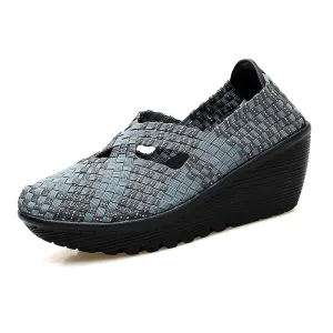 New spring women platform shoes women slip on casual hand made breathable woven shoes wedge sandals shoes women footwear shoes