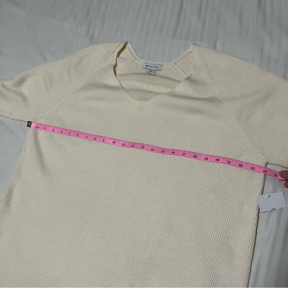 NWT Athleta Hanover Merino Wool Blend Refined V-Neck Sweater Bone Cream XLarge