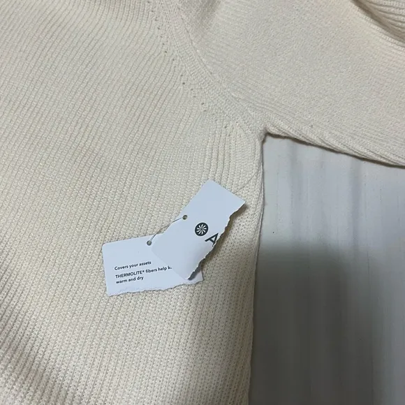 NWT Athleta Hanover Merino Wool Blend Refined V-Neck Sweater Bone Cream XLarge