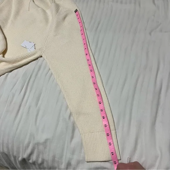 NWT Athleta Hanover Merino Wool Blend Refined V-Neck Sweater Bone Cream XLarge