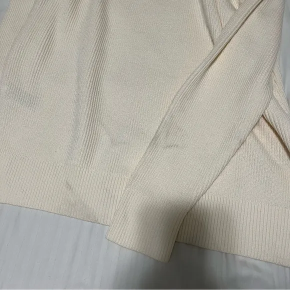 NWT Athleta Hanover Merino Wool Blend Refined V-Neck Sweater Bone Cream XLarge
