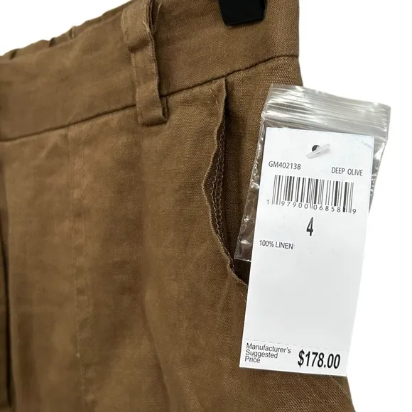 NWT Magaschoni Women’s 100% Linen Cargo Midi Skirt Size 4 Urban Safari Inspired