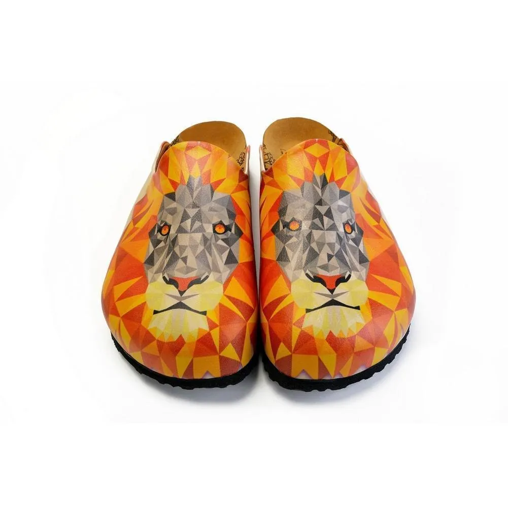 Orange and Red Colored Lion Patterned Clogs - CET101