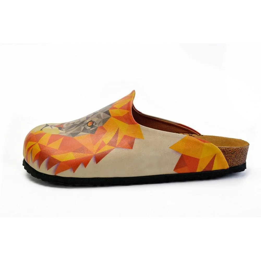 Orange and Red Colored Lion Patterned Clogs - CET101