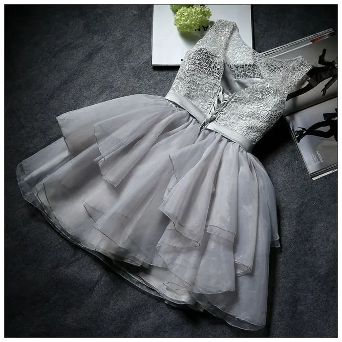 Organza Short Party Dress, Pretty Lace Short Homecoming Dress, Formal Dress