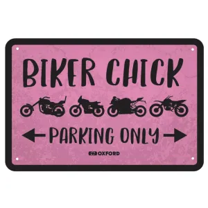 Oxford BIKER CHICK Metal Garage Sign
