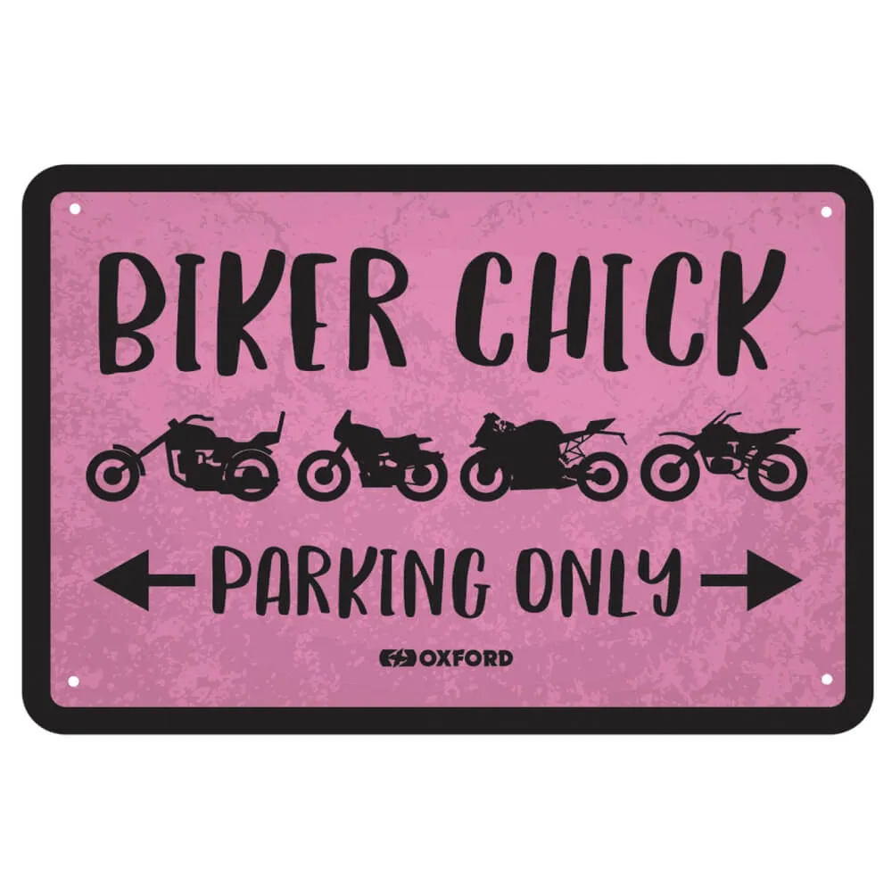 Oxford BIKER CHICK Metal Garage Sign
