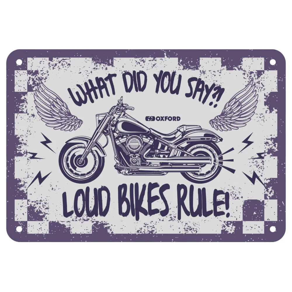 Oxford LOUD BIKES RULE Metal Garage Sign