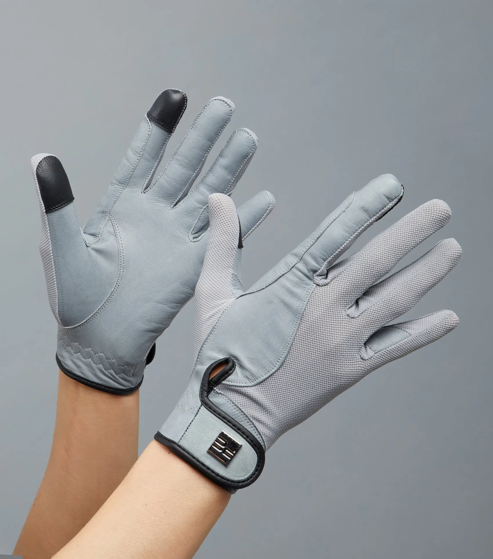 PEI Bordoni Leather Mesh Riding Gloves - Grey
