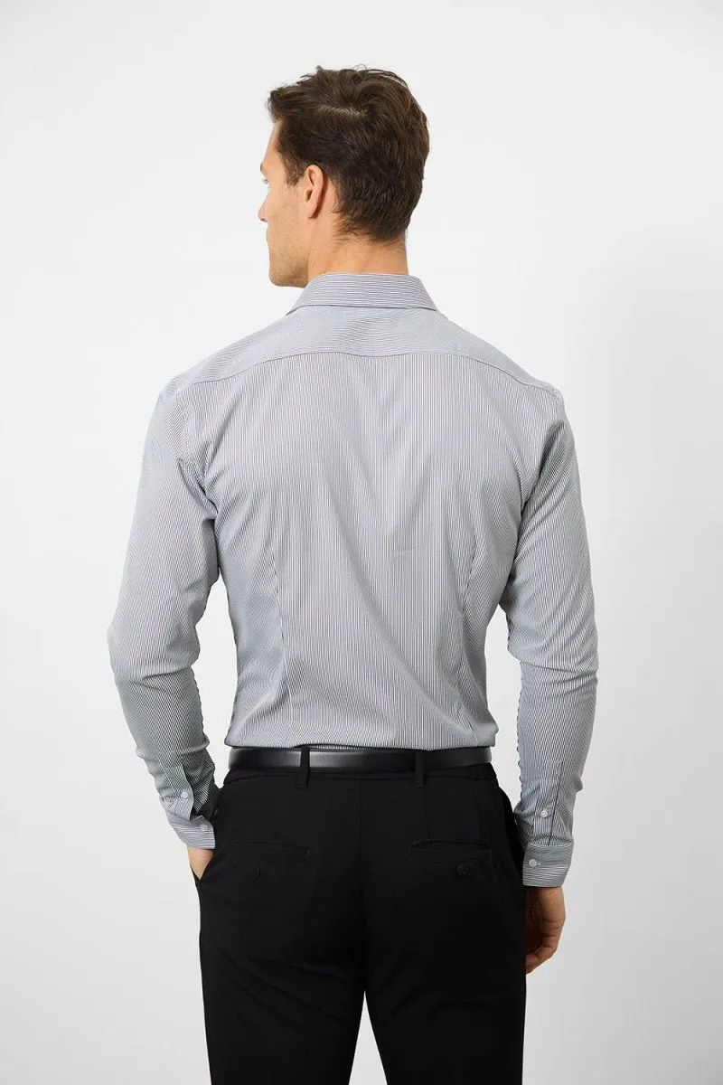 Performance Business Shirt in Navy/White Bengal Stripe