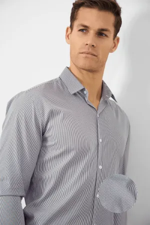 Performance Business Shirt in Navy/White Bengal Stripe