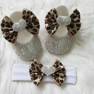 Personalized Baby Girl Heart Charm Crystal Shoes