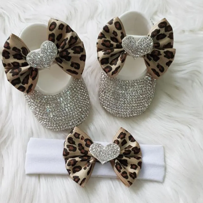Personalized Baby Girl Heart Charm Crystal Shoes
