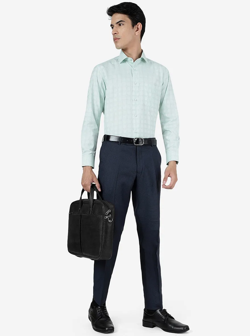 Pista Green Checked Slim Fit Formal Shirt | Greenfibre