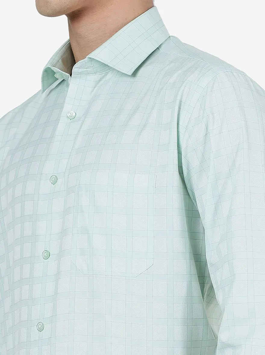Pista Green Checked Slim Fit Formal Shirt | Greenfibre