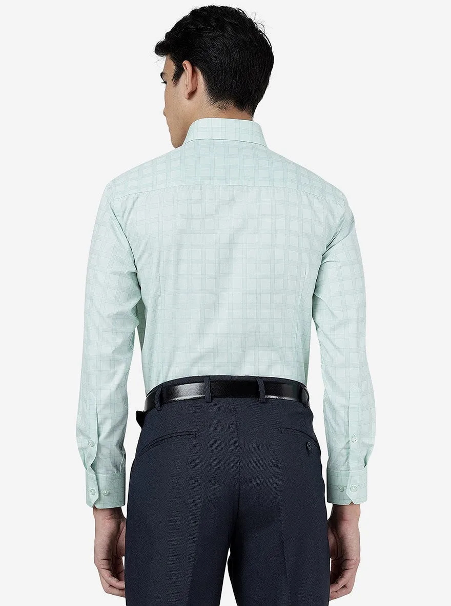 Pista Green Checked Slim Fit Formal Shirt | Greenfibre
