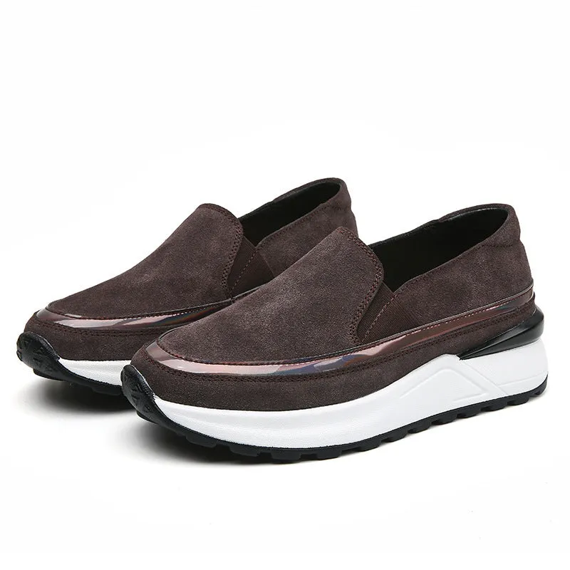Plus Size Soft Leather Platform Loafers