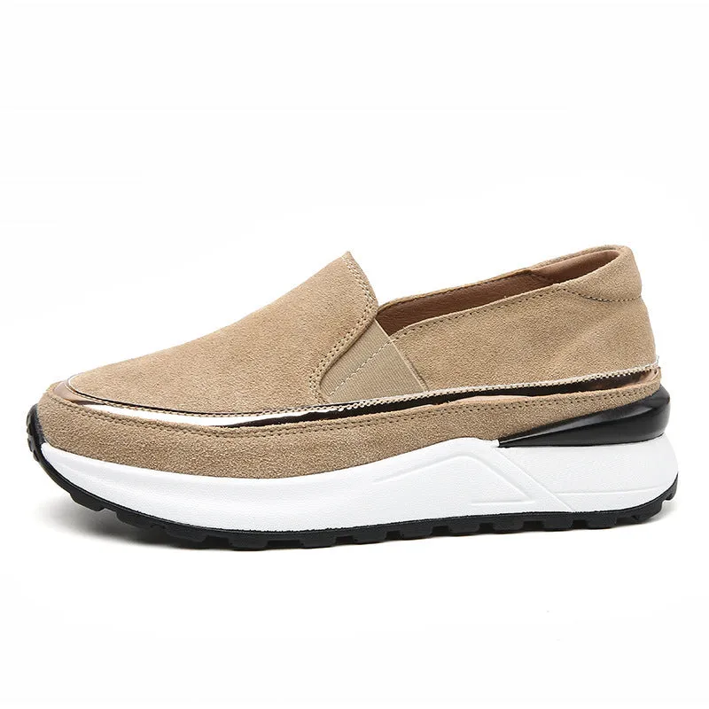 Plus Size Soft Leather Platform Loafers