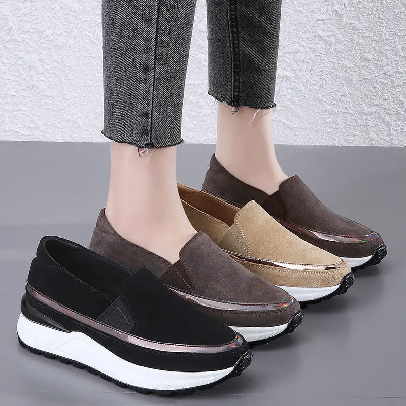 Plus Size Soft Leather Platform Loafers