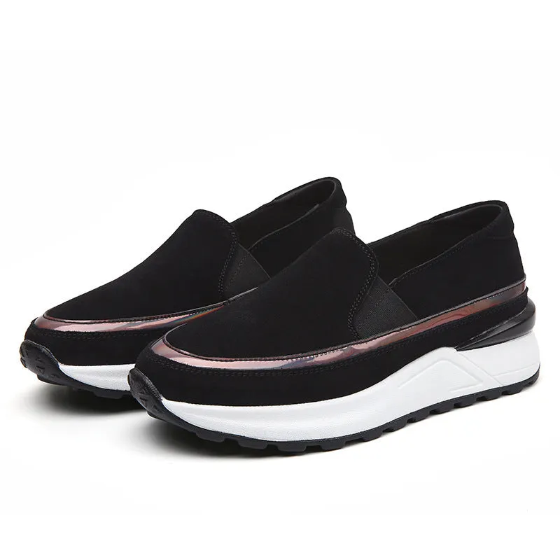 Plus Size Soft Leather Platform Loafers