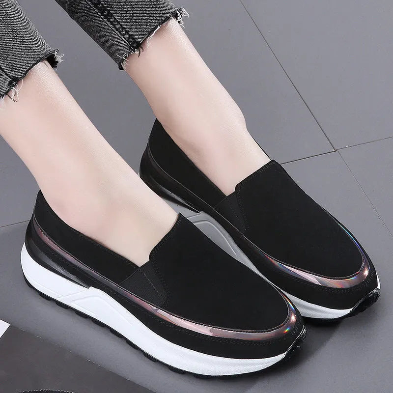 Plus Size Soft Leather Platform Loafers
