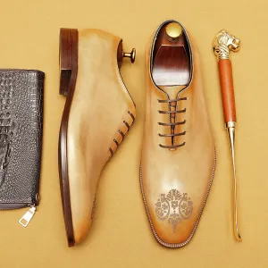 Pointed Leather Shoes Men's Genuine Leather England Style Carved Business Formal Wear Oxford Shoes an Entire Cowhide Handmade Men's Shoes68881