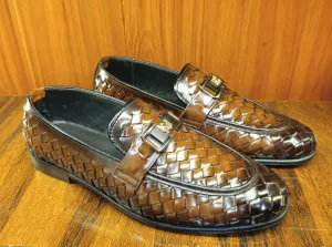 Polo Buckle Braided Two Tone Brown Formal Shoes